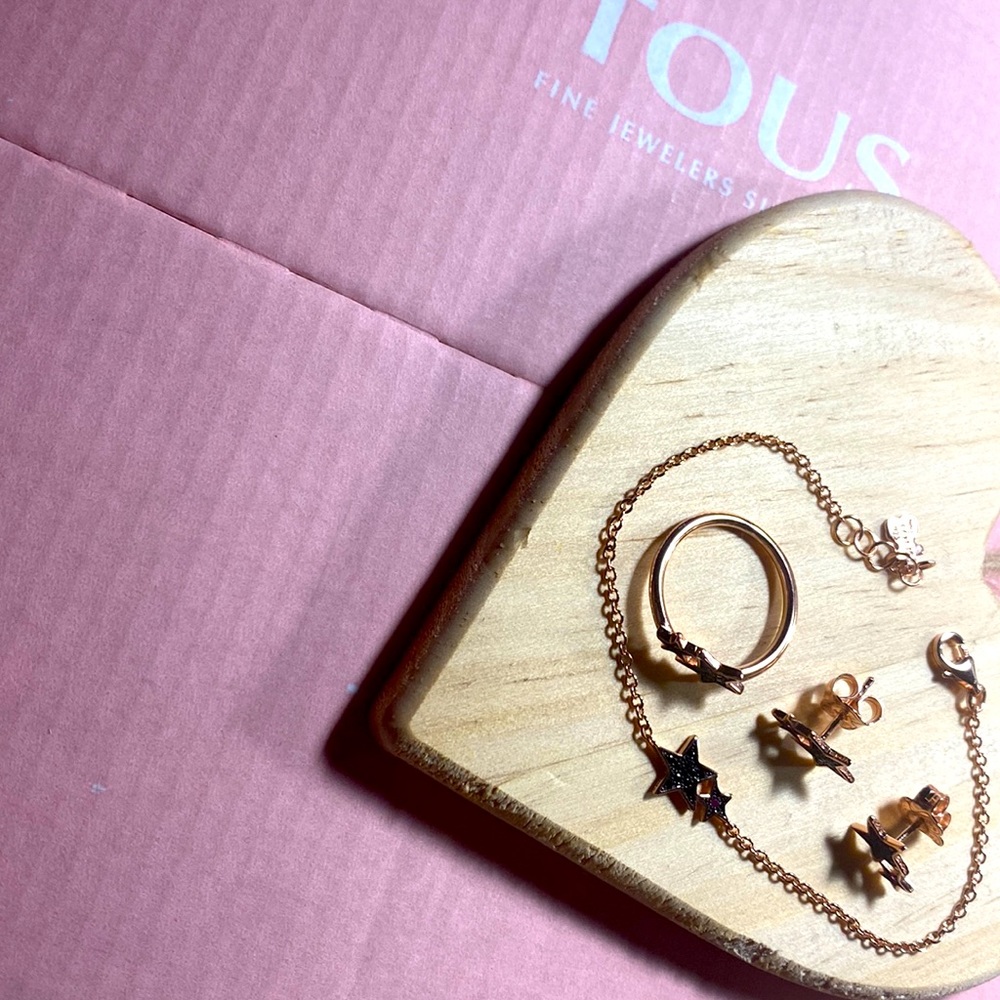 Tous Rose gold vermeil set bracelet ring and earrings